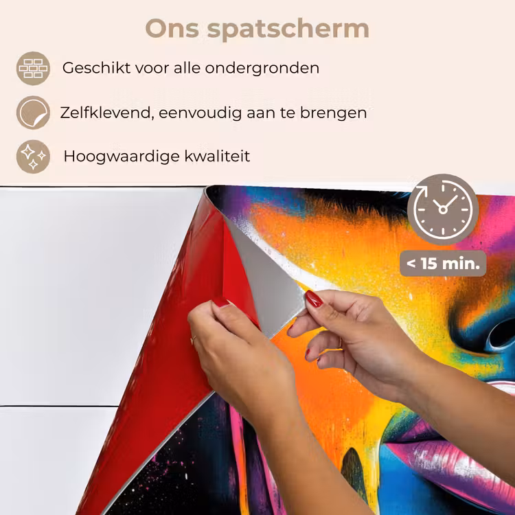 Spatscherm keuken - Vrouw - Gezicht - Verf - Kunstzinnig — 4