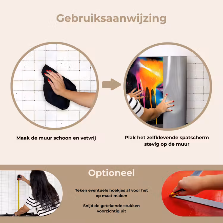 Spatscherm keuken - Vrouw - Gezicht - Verf - Kunstzinnig — 6