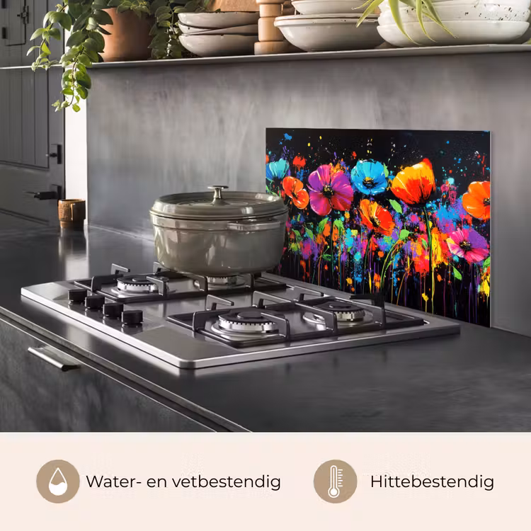 Spatscherm keuken - Bloemen - Kleurrijk - Spetters — 2