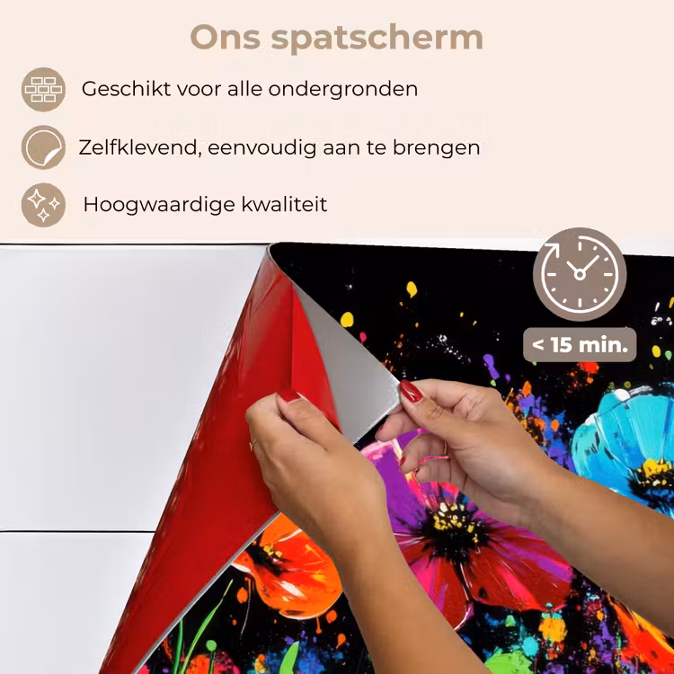 Spatscherm keuken - Bloemen - Kleurrijk - Spetters — 4