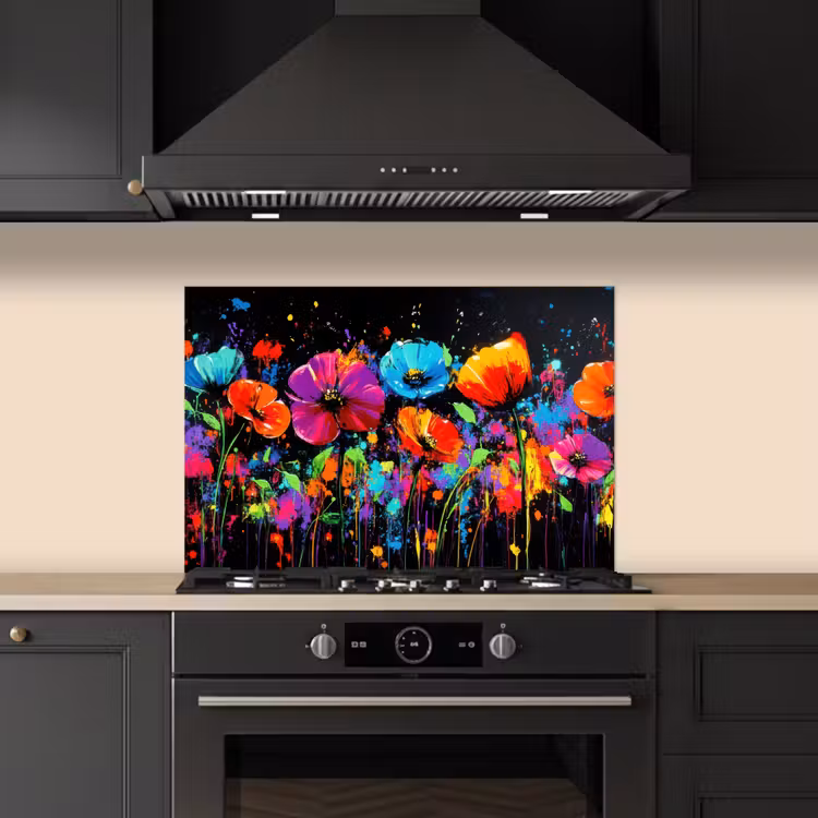 Spatscherm keuken - Bloemen - Kleurrijk - Spetters — 5
