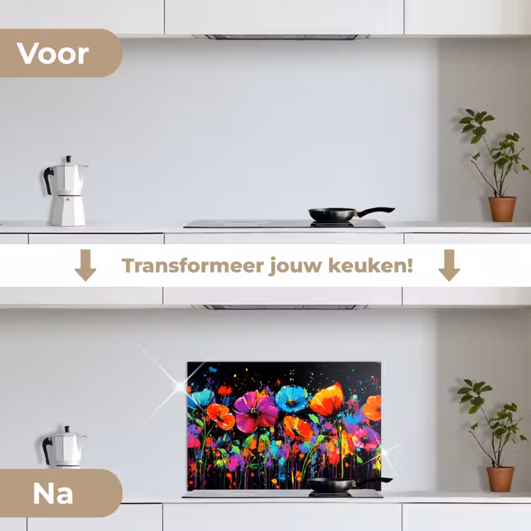 Spatscherm keuken - Bloemen - Kleurrijk - Spetters — 7