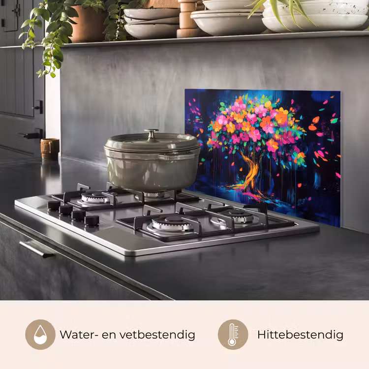 Spatscherm keuken - Boom - Bloemen - Magisch - Gekleurde — 2