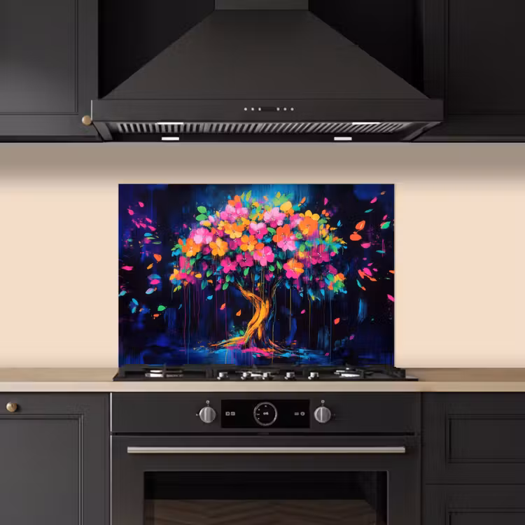 Spatscherm keuken - Boom - Bloemen - Magisch - Gekleurde — 5