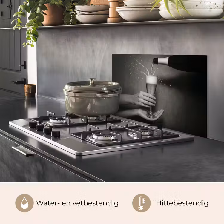 Spatscherm keuken - Champagnefles - Glas - Minimalistisch - Spetters — 2