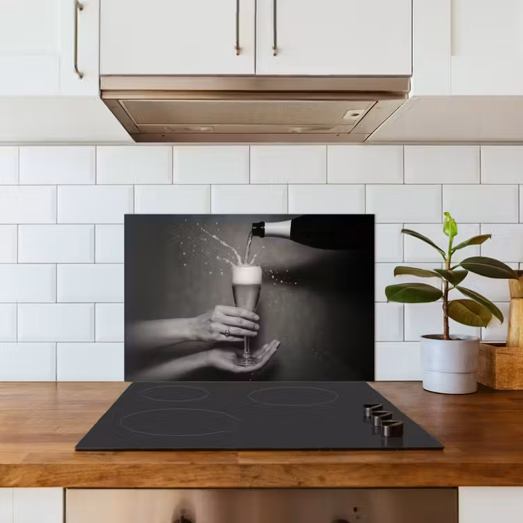Spatscherm keuken - Champagnefles - Glas - Minimalistisch - Spetters — 3