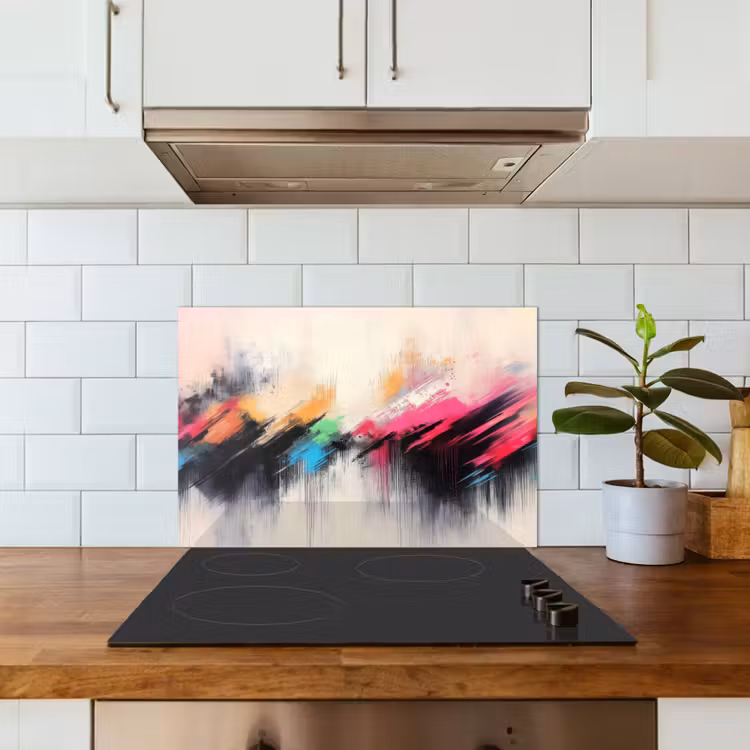 Spatscherm keuken - Dynamisch - Abstract - Kleurrijk - Zwart — 3