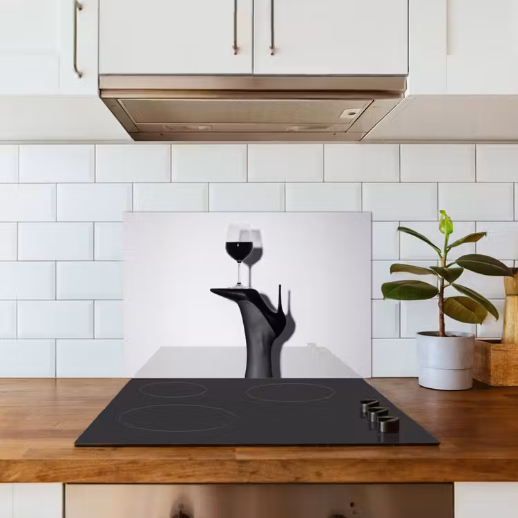 Spatscherm keuken - Hak - Wijn - Minimalistisch - Zwart — 3