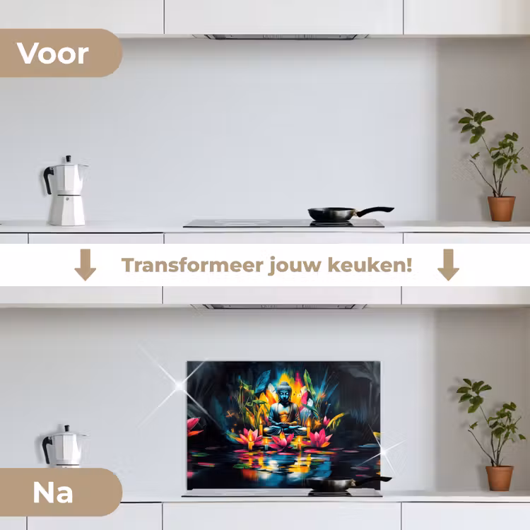 Spatscherm keuken - Kaarsen - Bloemen - Buddha - Water — 7
