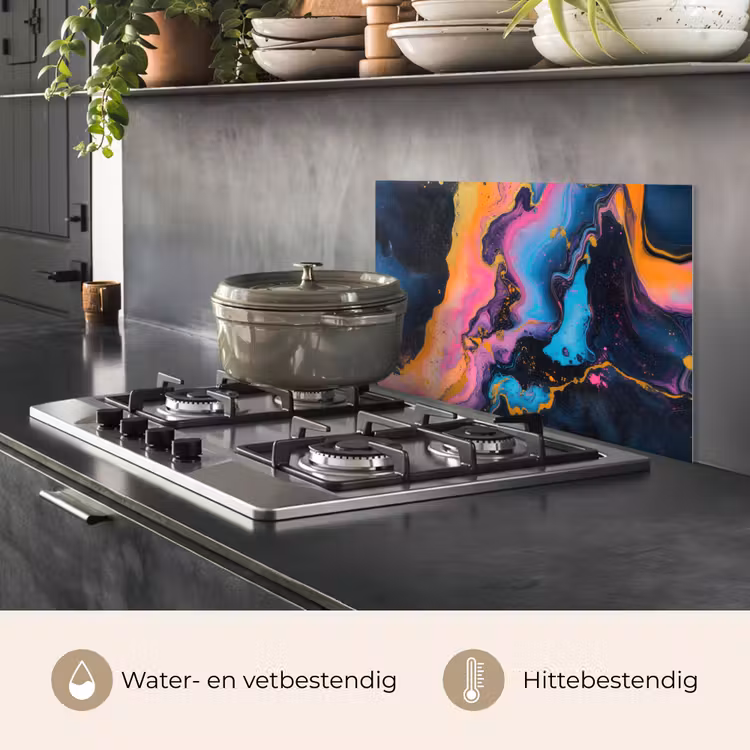 Spatscherm keuken - Modern - Marmer - Oranje — 2