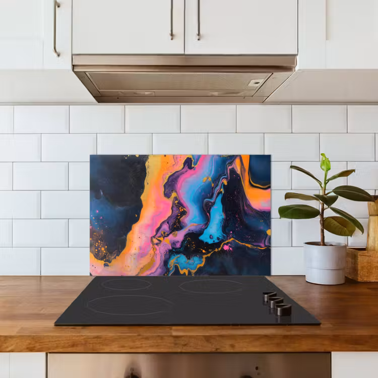 Spatscherm keuken - Modern - Marmer - Oranje — 3