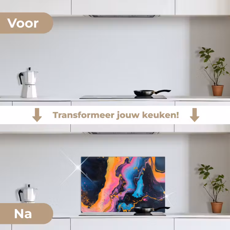 Spatscherm keuken - Modern - Marmer - Oranje — 7