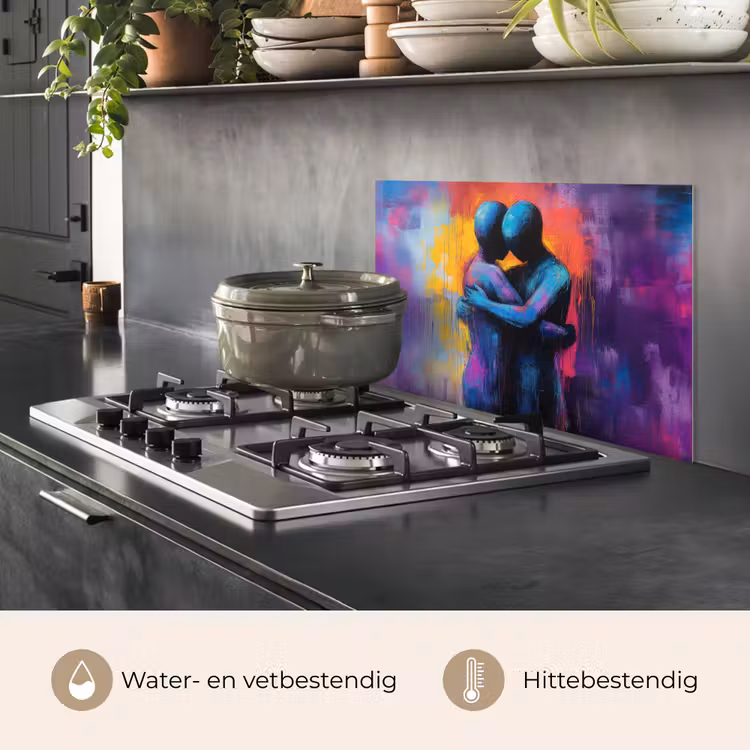 Spatscherm keuken - Omarmen - Lichamen - Paars — 2