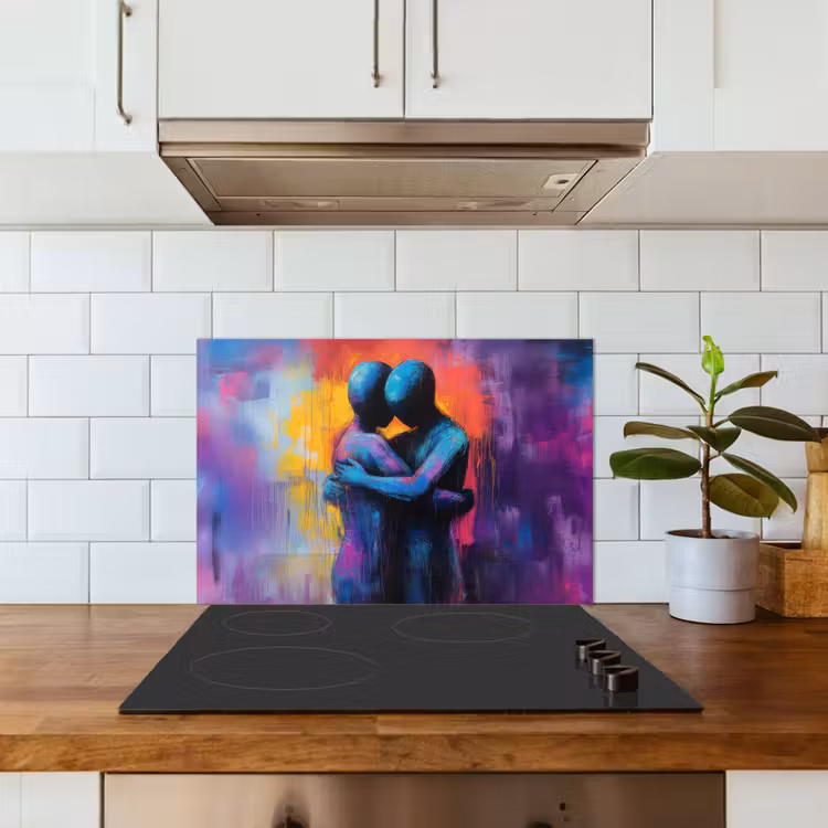 Spatscherm keuken - Omarmen - Lichamen - Paars — 3