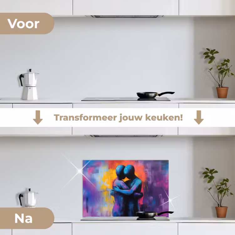 Spatscherm keuken - Omarmen - Lichamen - Paars — 7