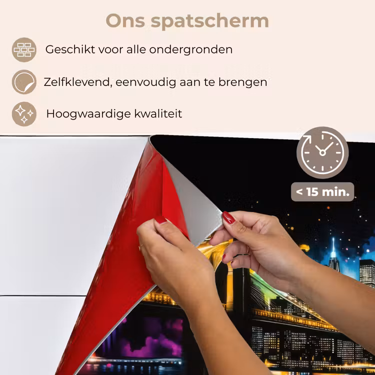 Spatscherm keuken - Skyline - Brug - Verlichting - Kleuren — 4