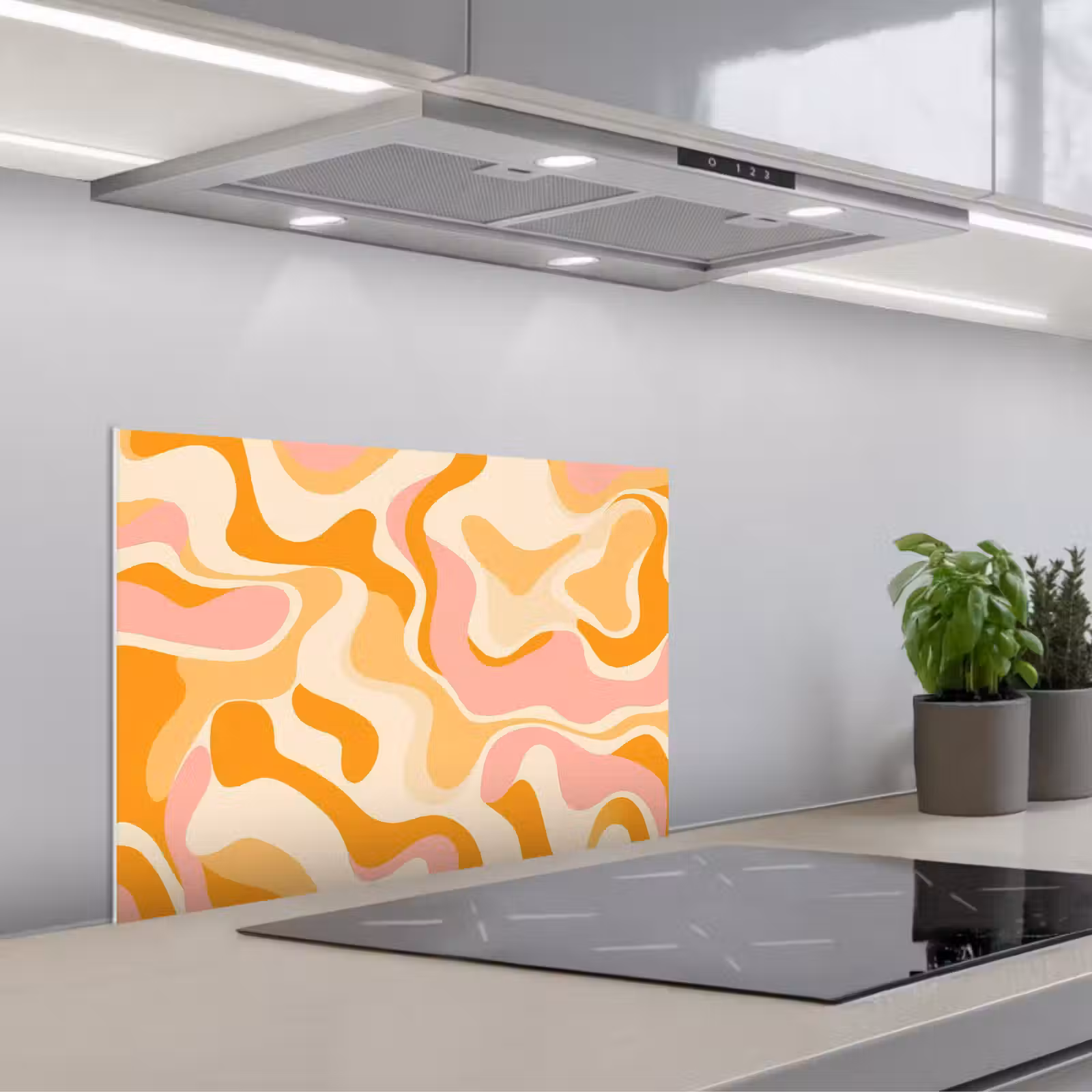 Spatscherm keuken - Abstract - Golvend - Oranje — 1