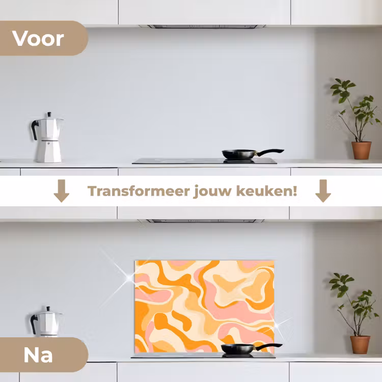 Spatscherm keuken - Abstract - Golvend - Oranje — 7