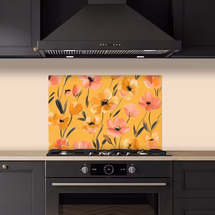 Spatscherm keuken - Bloemen - Geschilderd - Geel — 5