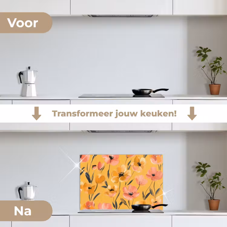 Spatscherm keuken - Bloemen - Geschilderd - Geel — 7