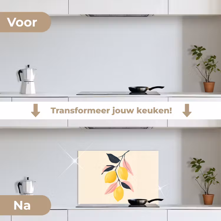 Spatscherm keuken - Citroenen - Felgeel - Tak - Bladeren — 7