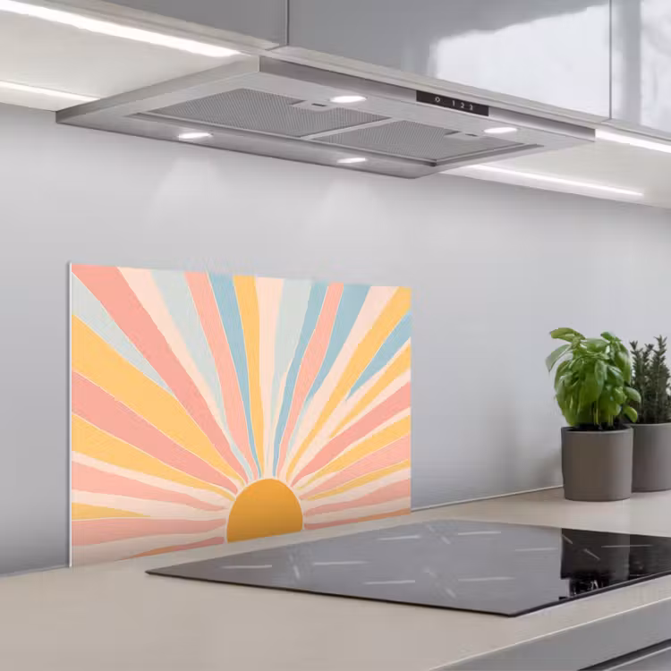 Spatscherm keuken - Illustratie - Zon - Pastelkleuren — 1