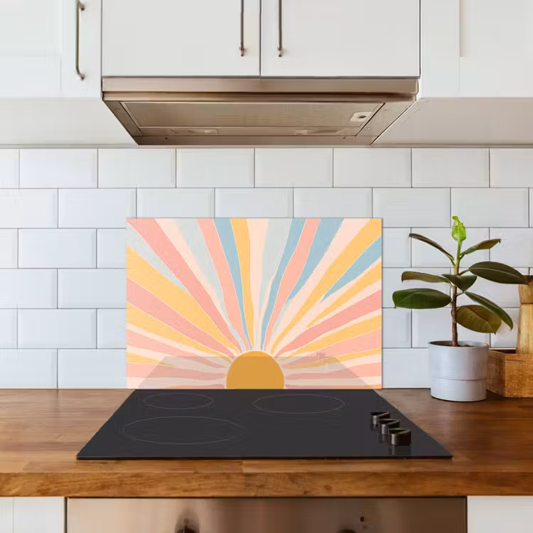 Spatscherm keuken - Illustratie - Zon - Pastelkleuren — 3