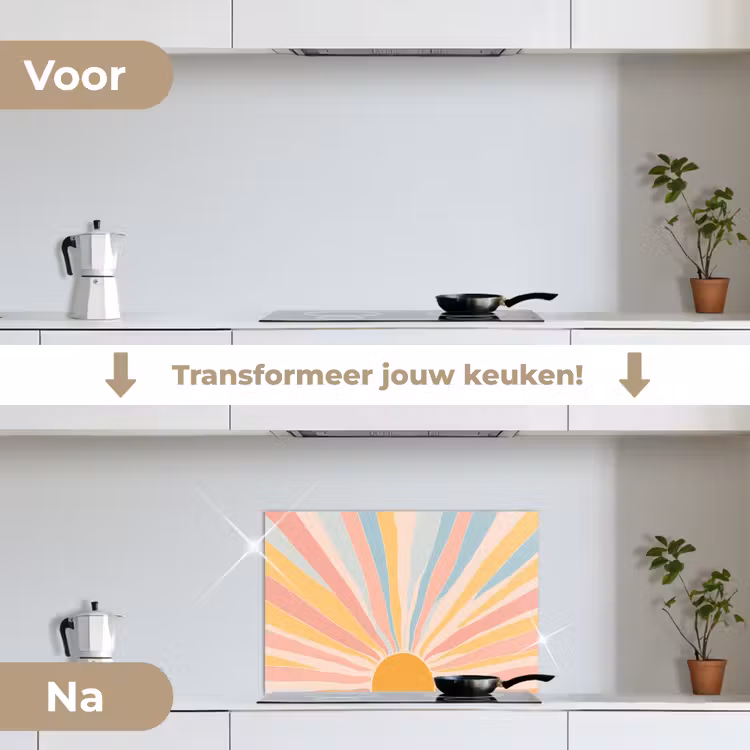 Spatscherm keuken - Illustratie - Zon - Pastelkleuren — 7