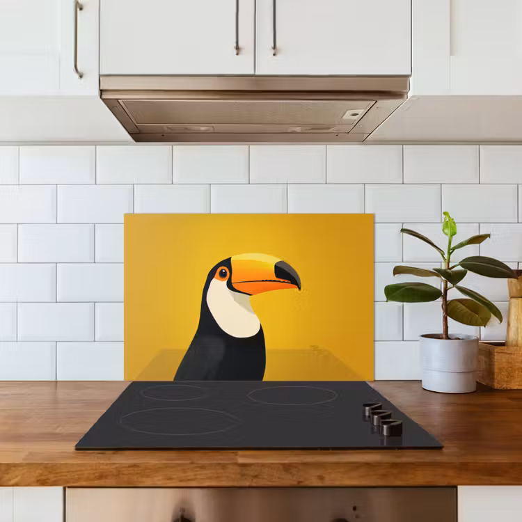 Spatscherm keuken - Toekan - Minimalistisch - Snavel - Oranje — 3