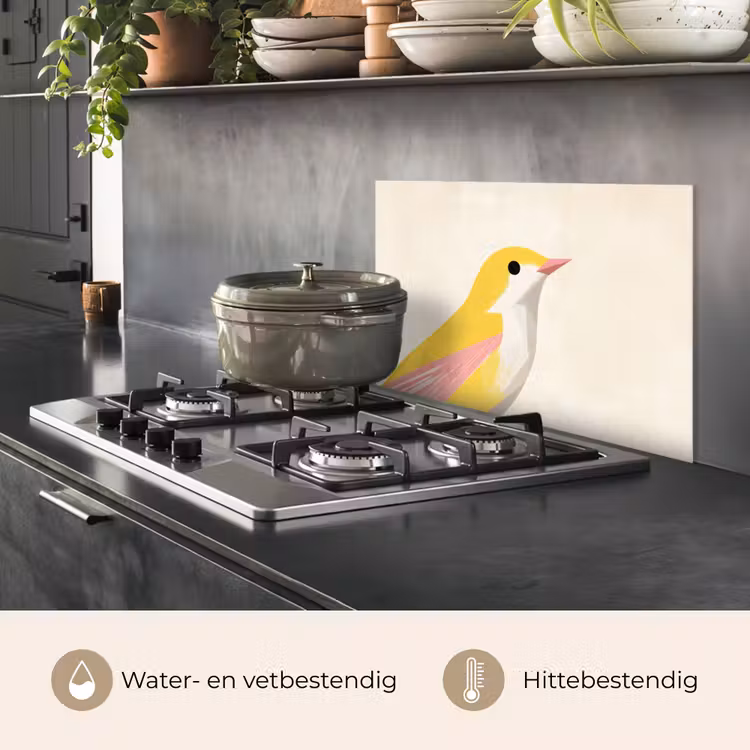 Spatscherm keuken - Vogel - Minimalistisch - Geel — 2