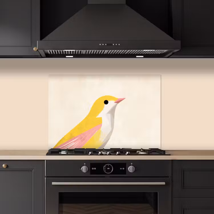Spatscherm keuken - Vogel - Minimalistisch - Geel — 5