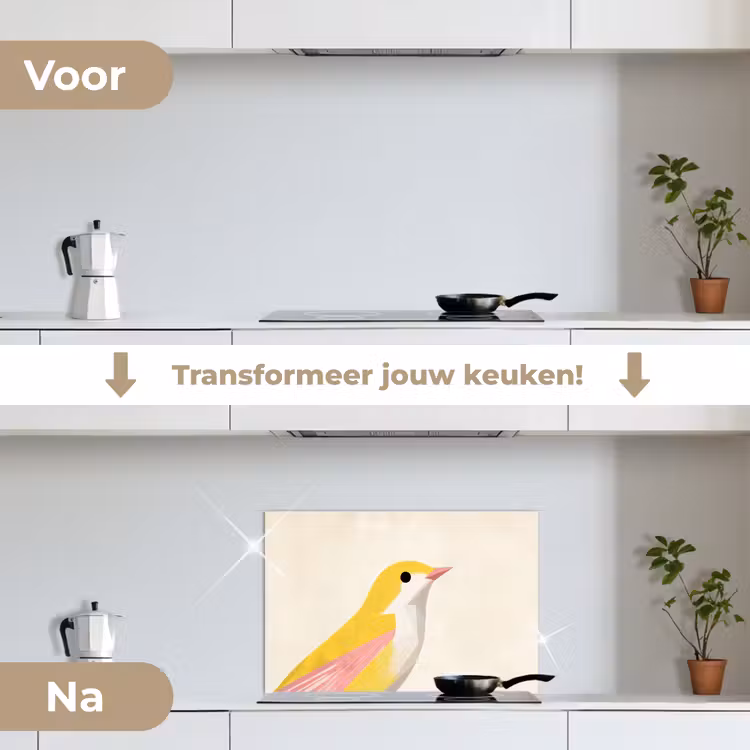 Spatscherm keuken - Vogel - Minimalistisch - Geel — 7
