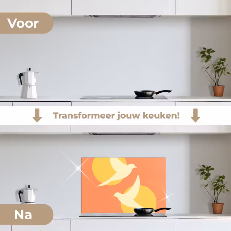 Spatscherm keuken - Vogels - Cirkels - Geel — 7