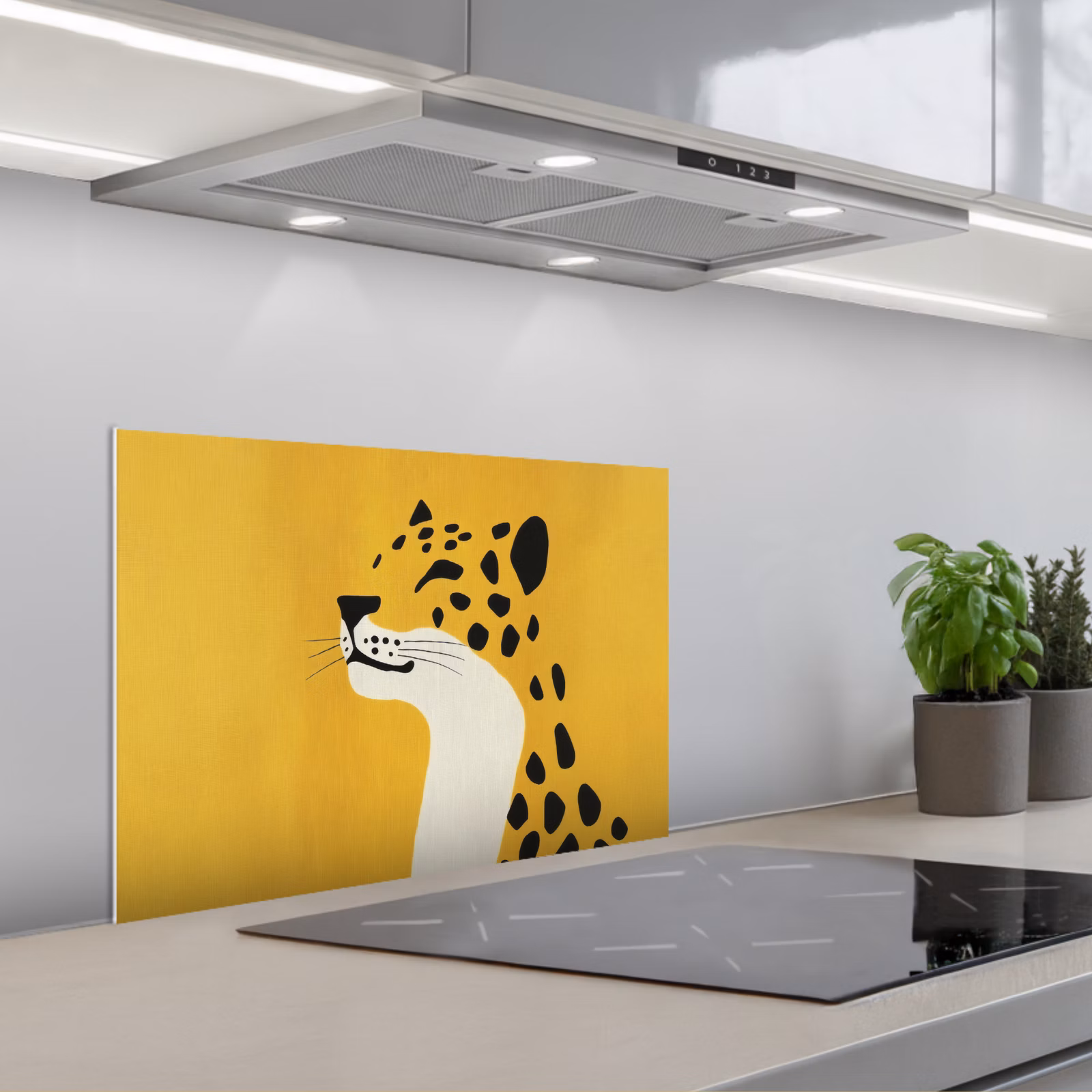 Spatscherm keuken - Cheetah - Illustratie - Geel — 1