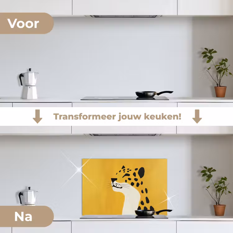 Spatscherm keuken - Cheetah - Illustratie - Geel — 7