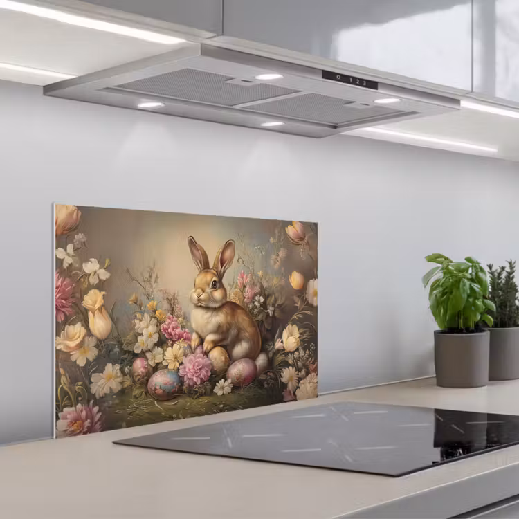 Spatscherm keuken - Haas - Stilleven - Bloemen — 1