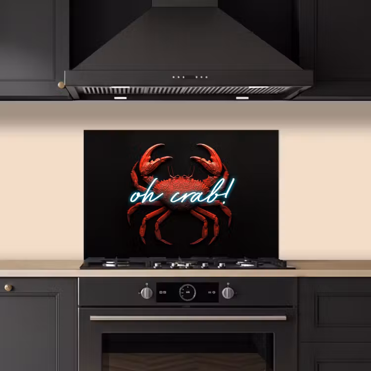 Spatscherm keuken - Krab - Rood - Neon - Quote — 5