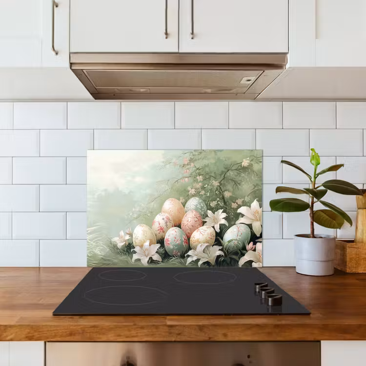 Spatscherm keuken - Paaseieren - Pasteltinten - Bloemen — 3