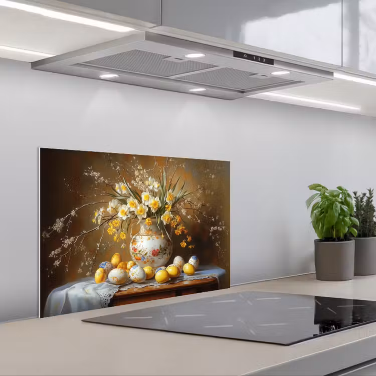 Spatscherm keuken - Paaseieren - Stilleven - Vaas — 1