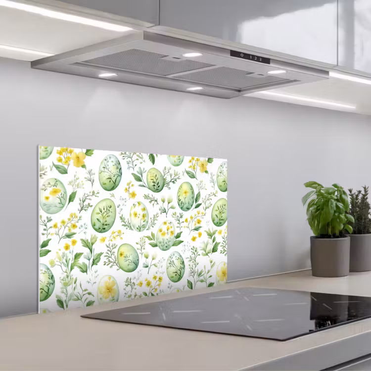 Spatscherm keuken - Patroon - Groen - Eieren — 1