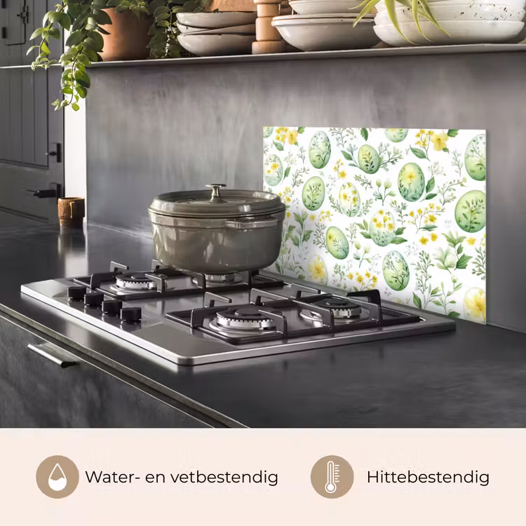 Spatscherm keuken - Patroon - Groen - Eieren — 2