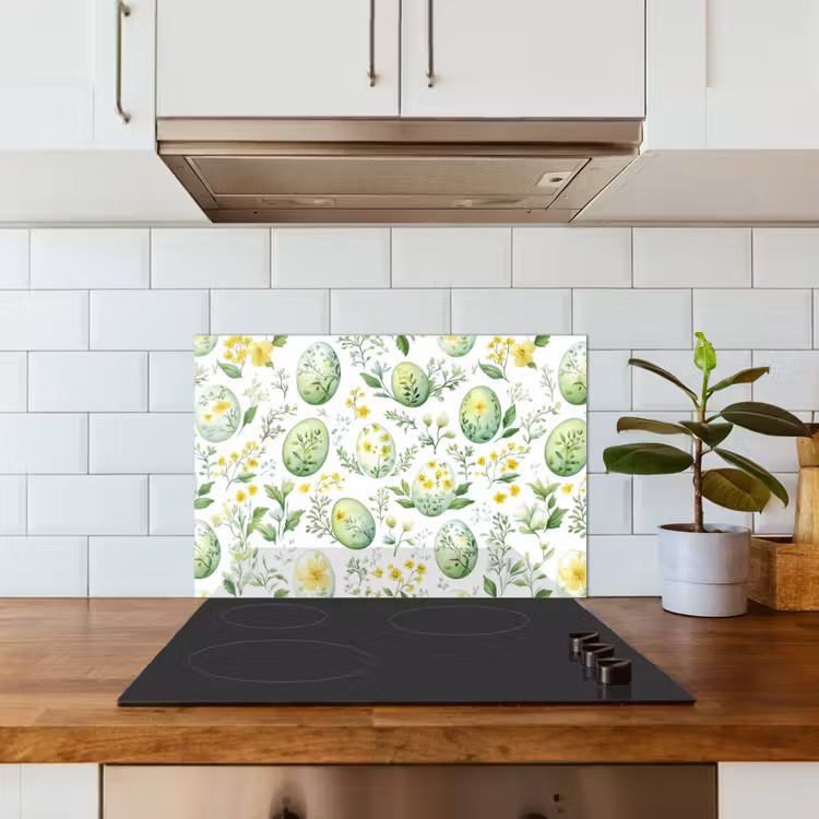 Spatscherm keuken - Patroon - Groen - Eieren — 3