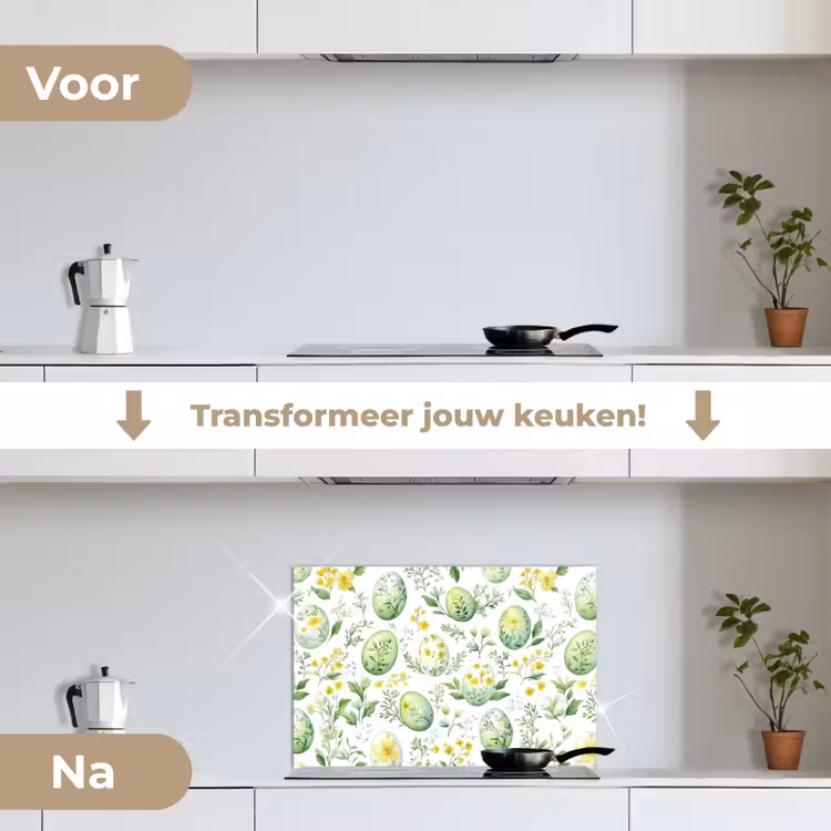 Spatscherm keuken - Patroon - Groen - Eieren — 7