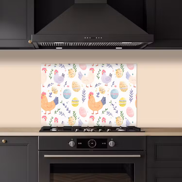 Spatscherm keuken - Patroon - Kip - Paaseieren — 5
