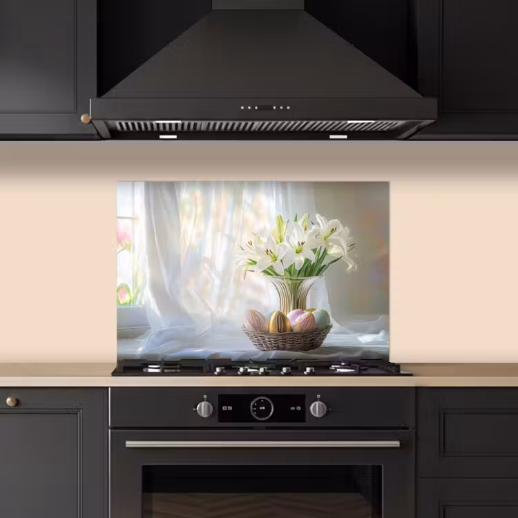Spatscherm keuken - Vaas - Eieren - Bloemen — 5