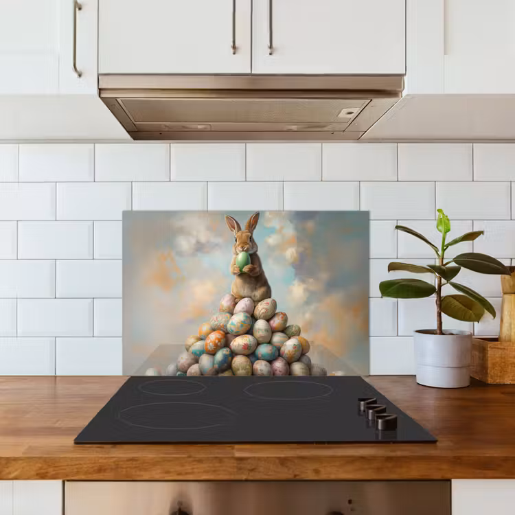 Spatscherm keuken - Konijn - Eieren - Kleurrijk — 3