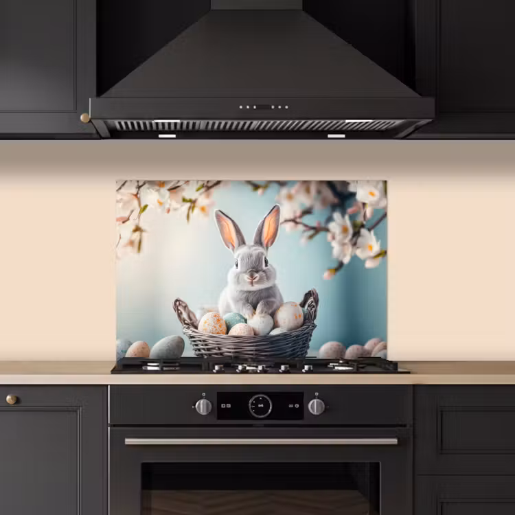 Spatscherm keuken - Konijn - Eieren - Mand — 5