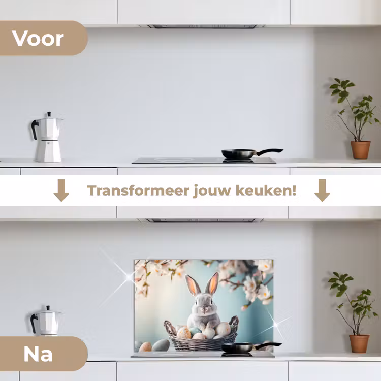 Spatscherm keuken - Konijn - Eieren - Mand — 7