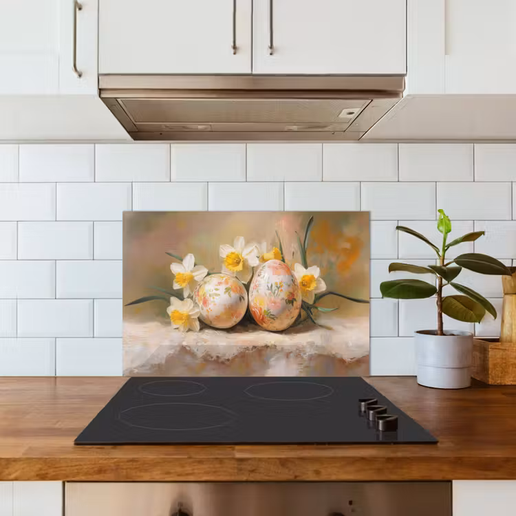 Spatscherm keuken - Bloemen - Eieren - Geschilderd — 3