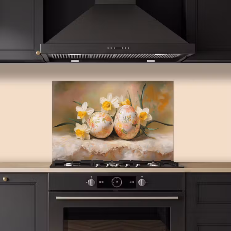 Spatscherm keuken - Bloemen - Eieren - Geschilderd — 5